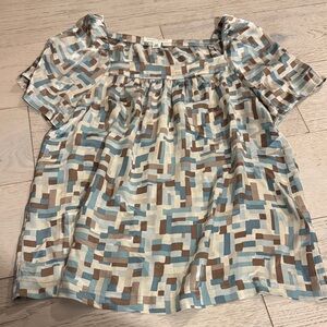 Banana Republic Blue and Brown Geometric Blouse